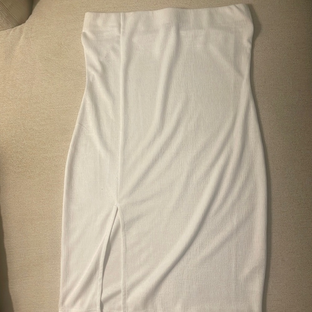 Asos strapless white slit dress US 4
